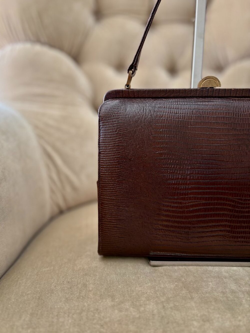 VTG Auth MAM'SELLE ORIGINAL Genuine Lizard Circa 1960's Top Handle Box Bag